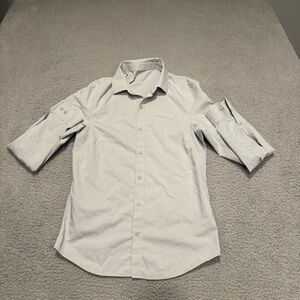 Lululemon Commission Shirt Men Size Small Gray Button Up Office Career Commuter